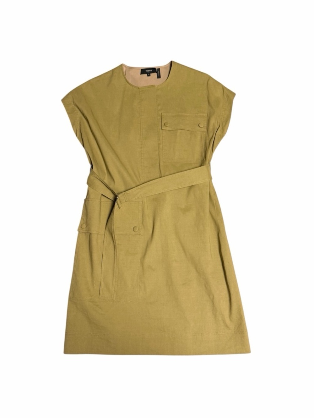 Theory Olive Utility Linen Dress